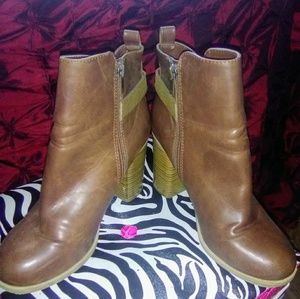 Tan booties with heel